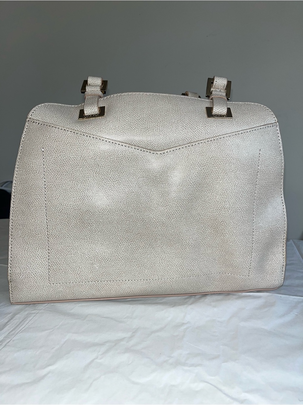 Calvin Klein Cream Structured Top-Handle Women’s Bag